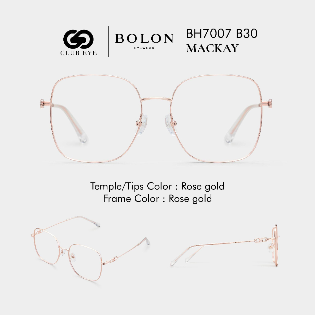 bolon-กรอบแว่นสายตา-โบลอน-mackay-bh7007-b30-ทรงสี่เหลี่ยม-กรอบโรสโกลด์-ss23-ของแท้-มีประกัน