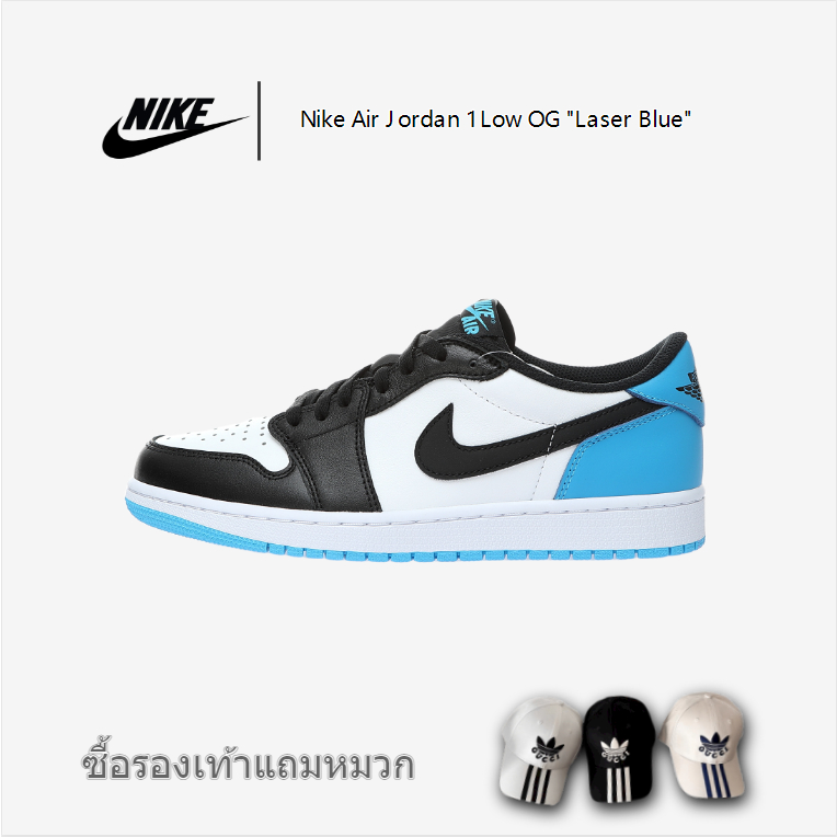 nike-air-jordan-1-low-og-laser-blue-aj1-black-and-white-laser-blue-cz0790-104-รองเท้ากีฬา