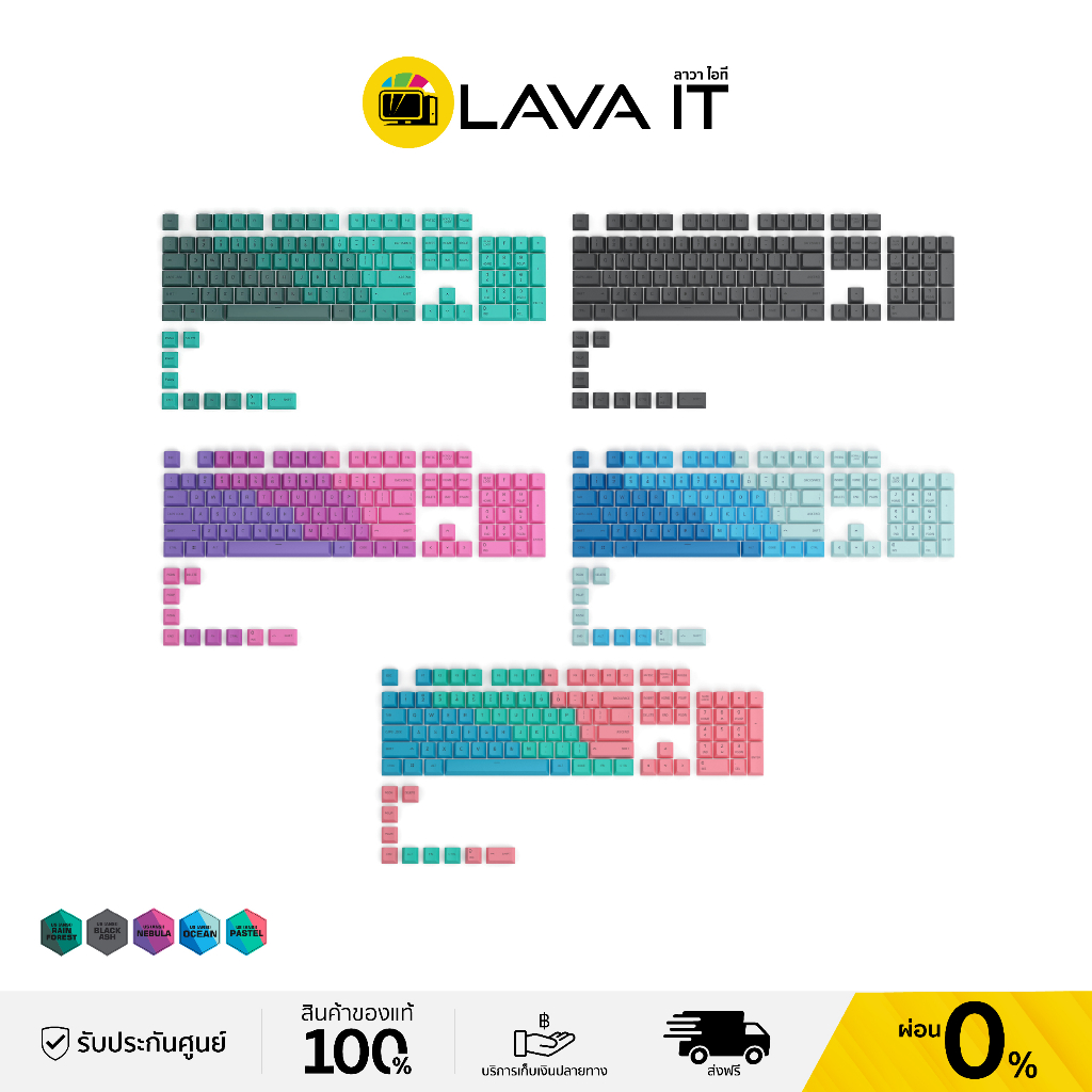 Glorious GPBT Keycaps 114 Key คีย์แคป 5 เฉดสี เข้ากันได้กับรุ่น ANSI ...