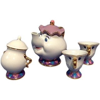 Disney Resort Limited วางจำหน่าย "Beauty and the Beast" Mrs. Pott and Chips Teapot Set ☆ Mrs. Potts Pot &amp; Chip Tea Cup &amp; Sugar Pot