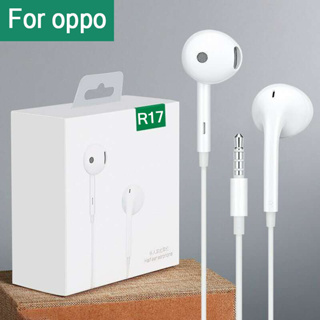 สินค้า หูฟัง oppo r17 r11 3.5mm MH135 ไมโครโฟนในตัว ช่องทางซ้ายและขวา คุณภาพเสียง ของแท้  รับประกัน 1 ปี AA