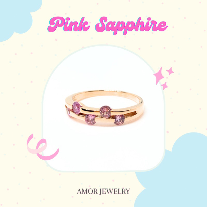 แหวนเงินแท้-925-ฝังพลอยพิ้งค์แซฟไฟร์-pink-sapphire-สวยหวานมากค่ะ