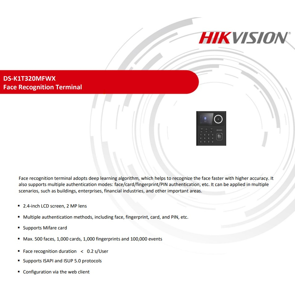 hikvision-ds-k1t320mfwx-ds-k1t321mfwx-เครื่องบันทึกเวลาด้วยลายนิ้วมือและบัตร