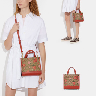 พร้อมส่ง!!!!!! Dempsey Tote 22 In Signature Canvas With Wild Strawberry Print