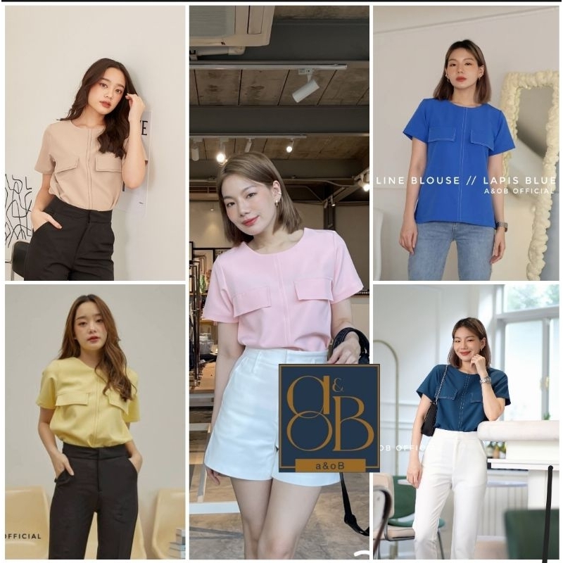 a-amp-ob-เสื้อ-line-blouse-สีใหม่-ขนาดxs-xl-ลิขสิทธิ์เเละการออกเเบบโดยbrand-a-amp-ob