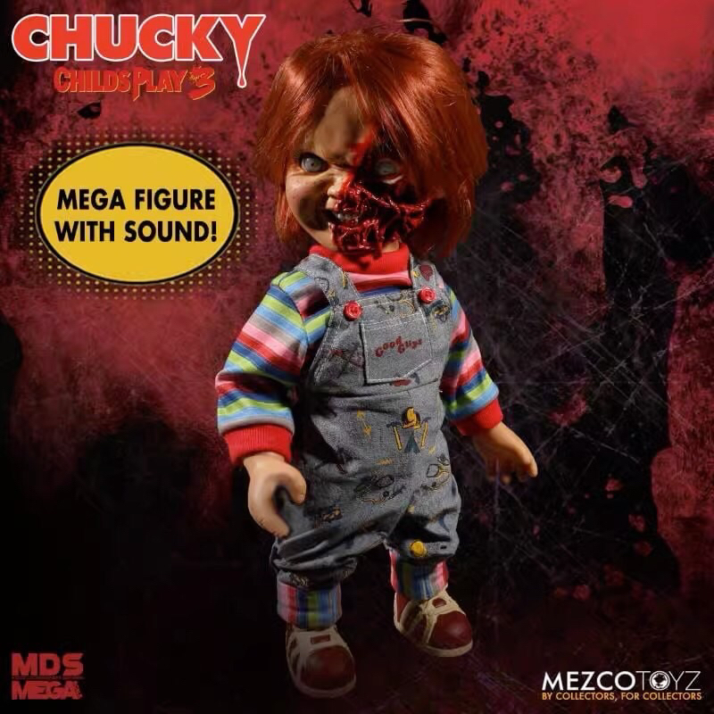 CHUCKY Child’s Play 3 Pizza Face Doll Mezco Talking Mega Size Figure
