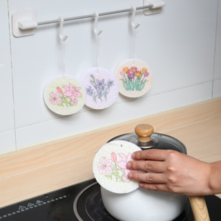 ฟองน้ำล้างจานเยื่อไม้ไผ่ ฟองน้ำทำความสะอาด ฟองน้ำ ใยขัด ฟองน้ำล้างจาน 1 ชิ้น(คละลาย)