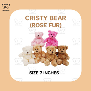 Cristy Bear Rose Fur ตุ๊กตาหมีคริสตี้ขนกุหลาบ ขนาด 7 นิ้ว