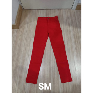 กางเกงผ้าสเปนเด็กสีแดงขายาว ไซส์ S M ใส่ได้ มือ 1