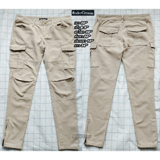 Rodeo Crowns Cargo Pants กางเกงคาร์โก้ 6 กระเป๋า-สีเบจ ไซส์ 30"((ขอท่านสะโพกไม่เกิน36"(สภาพเหมือนใหม่ ไม่ผ่านการใช้งาน))