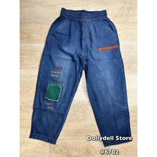 กางเกงยีนส์เอวยางยืดดอลลี่ รุ่น#6702 เนื้อผ้าไม่หนามากยืดได้เล็กน้อย สวมใส่สบาย กางเกงยีนส์แฟชั่นทรงสวย