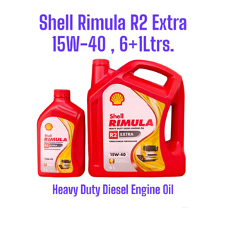 Shell Rimula R2 Extra 15W-40 /6Ltrs. & 6+1Ltrs.CF-4 น้ำมันเครื่องยนต์ดีเซลสำหรับรถบรรทุกงานหนักงานหนัก Heavy Duty Diesel