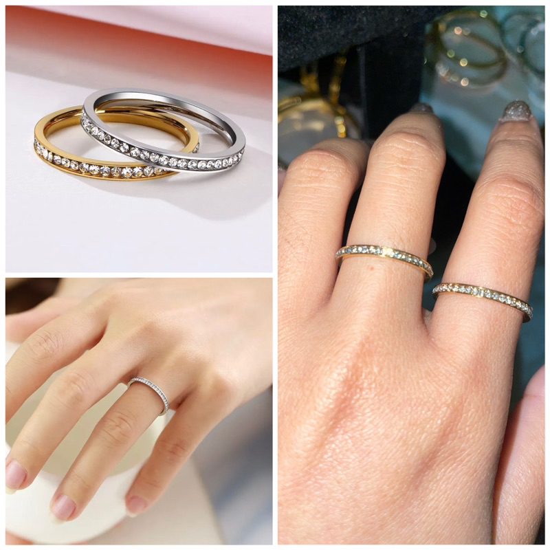 lovely-ring-stanless-steel-ส่งจากไทย-แหวนเพชรสแตนเลสหนา2mm-ไม่ลอกไม่ดำโดนน้ำโดนเหงื่อได้