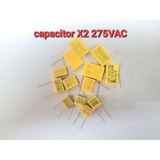 [แพ็ค1ชิ้น]Capacitor X2 275VAC ขากว้าง 10mm 15mm 22.5mm 0.1uf 0.22uf 0.33uf 0.47uf 1.0uf 1.5uf
