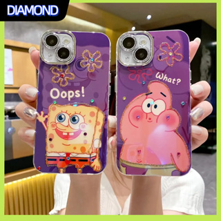 💲คูปองเคลม💲 case for iphone 11 12 Spongebob Squarepants เคส 14 13 12 11 pro max ซิลิโคนเหลวมีความทนทาน