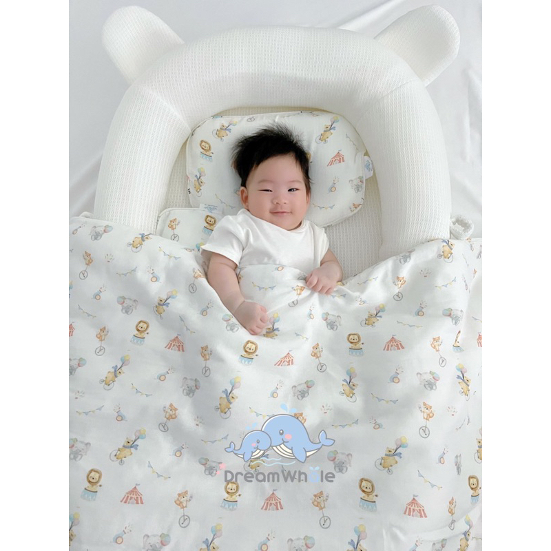 dreamwhale-ผ้าห่มเด็ก-ผ้าห่มนวมใยไผ่-2in1-นุ่มพิเศษ-พร้อมสายคล้องกันหล่น-baby-blanket-แรกเกิดขึ้นไป-ลายน่ารัก-100-100-cm