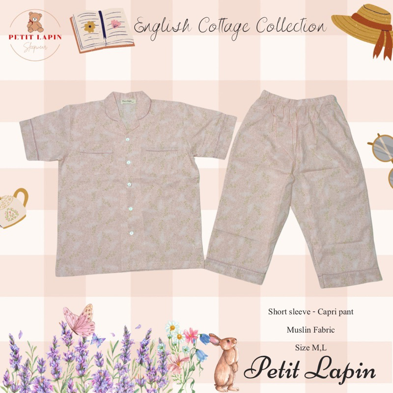 ชุดนอนผู้ใหญ่-รุ่นแขนสั้น-ขาสี่ส่วน-ไซส์-xl-แบรนด์-petit-lapin