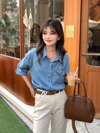 cpjgirlxx | *พร้อมส่ง* Ken Denim Shirt - 2col [8.8] เสื้อยีนส์เชิ้ตแขนยาว ยีนส์นุ่ม