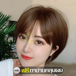 ฟรีตาข่ายคลุมผม วิกผมหน้าม้า Short wig ทรงผมแฟชั่น ผมปลอม วิกผมสั้น ซอยผมสั้น สไตล์เกาหลี ผมสั้นตรง