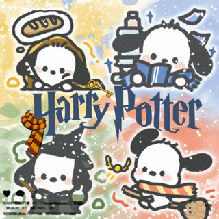 แฮร์รี่พอตเตอร์ Pochacco Sanrio การ์ตูนชุดคู่แขนสั้นเสื้อผ้าอะนิเมะเสื้อยืดฤดูร้อน
