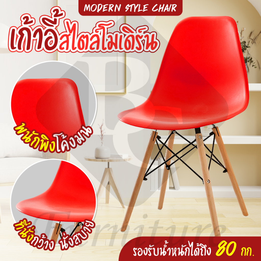 เก้าอี้นั่งสบาย-พลาสติก-ไม้อเนกประสงค์-modern-chair-เก้าอี้นั่งสบาย-รุ่-1618-red