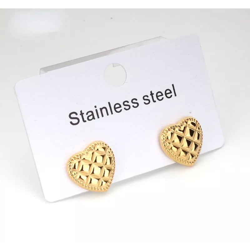 lovely-earrings-stainless-steel-ส่งจากไทย-ต่างหูหัวใจงานสแตนเลส-ไม่ลอกไม่ดำ-โดนน้ำโดนเหงื่อได้