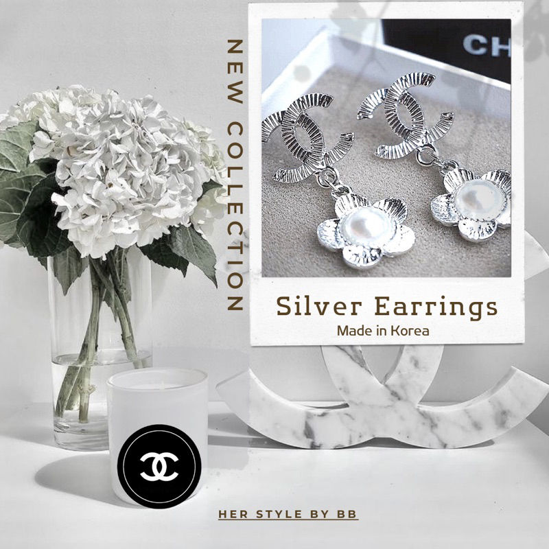 silver-earrings-ต่างหูแบรนด์เนมเกรดพรีเมียม-chanel-คละแบบ