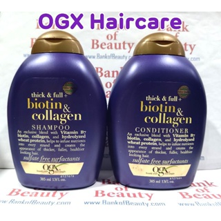 💜ชุดคู่ถูกมาก💜 OGX Thick &amp; Full + Biotin &amp; Collagen Shampoo , Conditioner 385 ml
