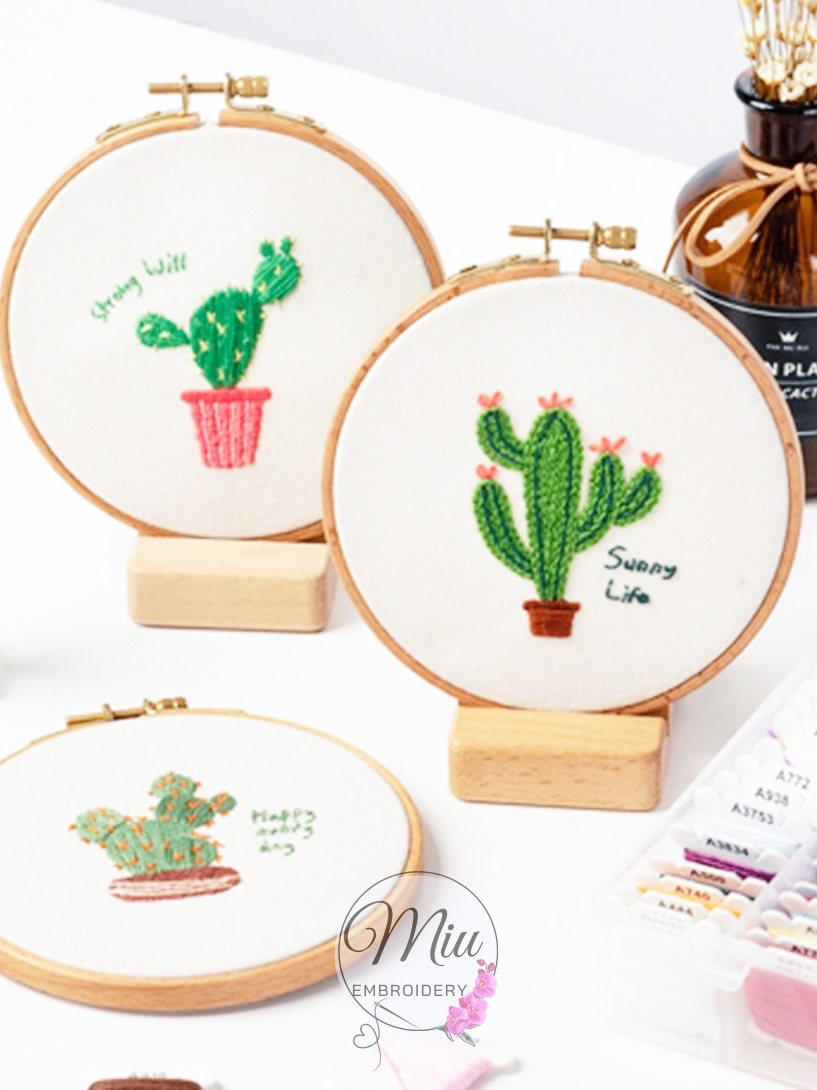 ชุดปักแคคตัส-ฟรีสะดึง-12-cm-cactus-diy-embroidery-kit-size-12-cm