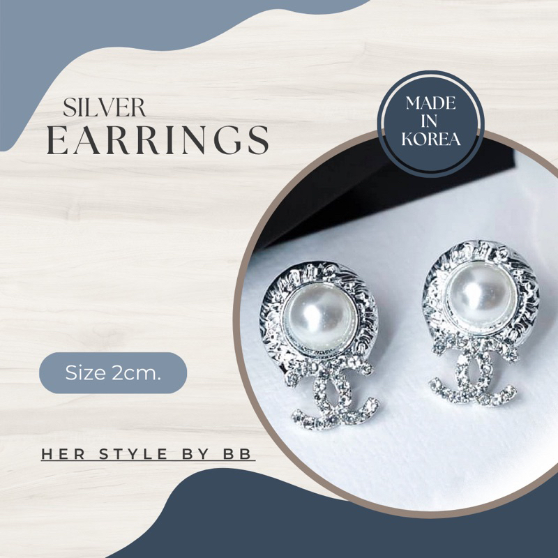 ขายถูกมากๆ-ต่างหูแบรนด์เนมเกรดพรีเมียม-silver-earrings-เงินแท้-925