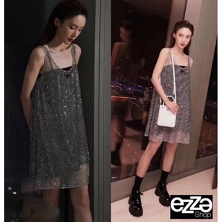 เดรส Pra da RHINESTONE EMBROIDERED MESH MINI DRESS