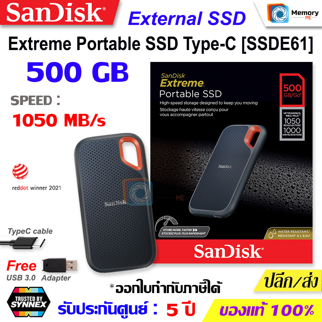 SANDISK WD external SSD 500GB 1TB 2TB 1050MB Type C USB3.2 Gen2 external harddisk hdd Synnex Shopee Thailand