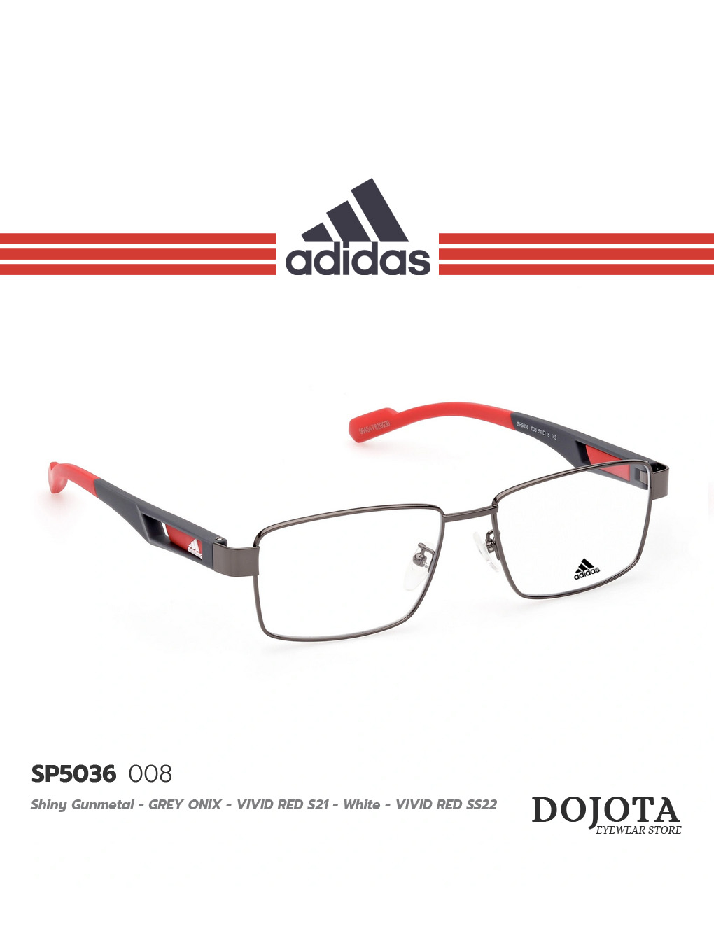 กรอบแว่นตาสไตล์สปอร์ต-adidas-รุ่น-sp5036-008-แบรนด์ลิขสิทธิ์แท้-ดีไซน์สปอร์ต-วัสดุคุณภาพดี-ทนทาน