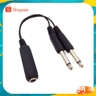 6.35mm TRS Stereo Female to 2 Dual 1/4 Inch TS Mono Male Y Splitter Adiuo Cable 27cm