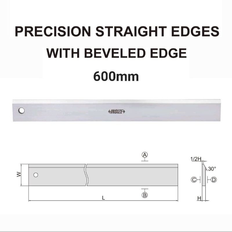 Precision Straight Edge with Beveled Edge 600mm check flatness INSIZE