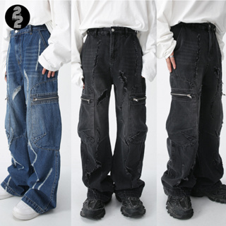 KR968 "Vertex Cargo Jeans" กางเกงยีนส์คาร์โก้ เกาหลีแนวใหม่ กำลังมาในช่วงนี้ ดีเทลมันส์ๆโครตเท่ห์