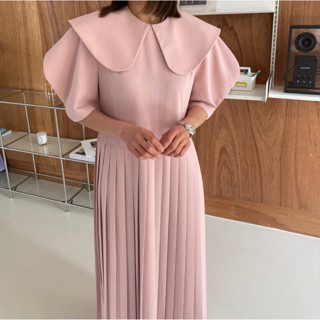 CHAWY Lapel dress 🛋️🌷 C4144 เดรสทำงาน เดรสยาวคอล่า มี 2 สี ดำ ชมพู