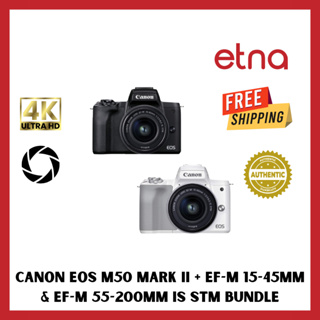 Canon EOS M50 Mark II + EF-M 15-45mm &amp; EF-M 55-200mm is STM Bundle