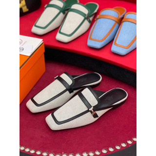 พรี​ ราคา5200 Hermes kelly loafers goatskin size34-41รองเท้าแตะ รองเท้าเปิดส้น