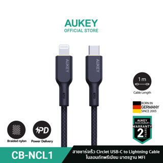 AUKEY CB-NCL | สายชาร์จเร็ว Circlet CL Nylon Braided USB-C to Lightning Cable (1,1.8m) รองรับ PD Charge มาตรฐาน MFI  สายชาร์จไนล่อนถัก รุ่น CB-NCL1-2