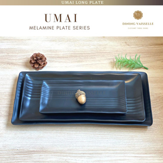 จานญี่ปุ่น Umi Long plate จานเมลามีนแท้100% จานสีดำ เนื้อMelamineอย่างดี อุปกรณ์บนโต๊ะอาหาร