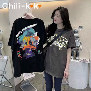 Chili_k❤️k❤️ เสื้อยืดแขนสั้น ทรงหลวม วินเทจ 2397