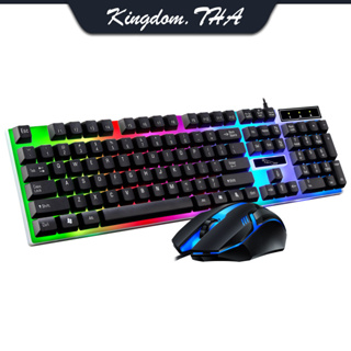 KDT G21B แป้นพิมพ์เครื่องกล คีย์บอร์ดเกมมิ่ง ชุดคีย์บอร์ดและเมาส์ 104 ปุ่ม สาย USB RGB แสงไฟ LED Keyboard and Mouse Set 104 Key USB Wired RGB LED Back light