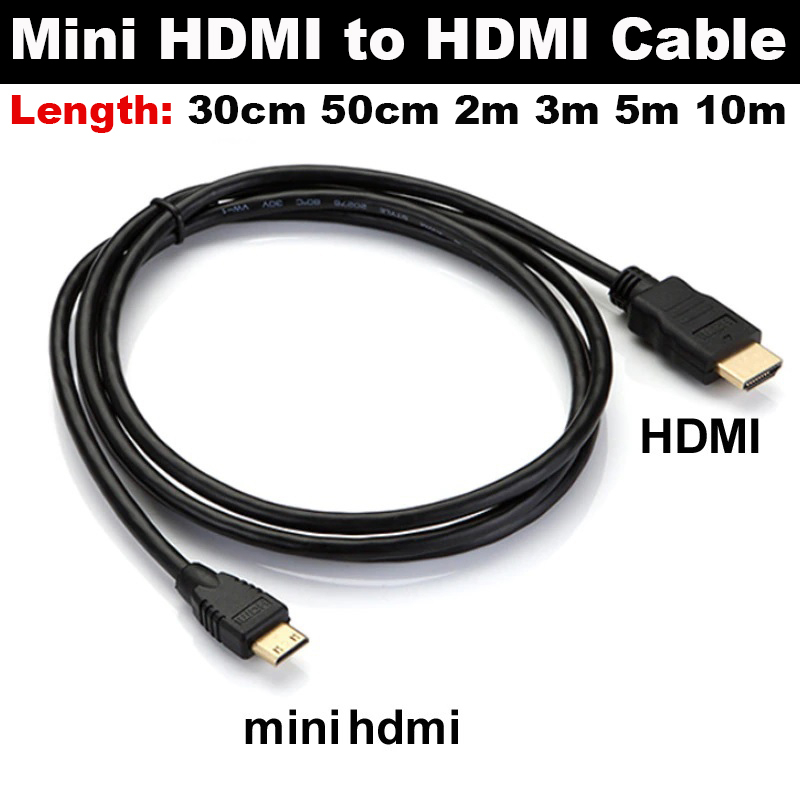 Mini HDMI to HDMI Cable male to male 1080p 3D High speed Gold Plated