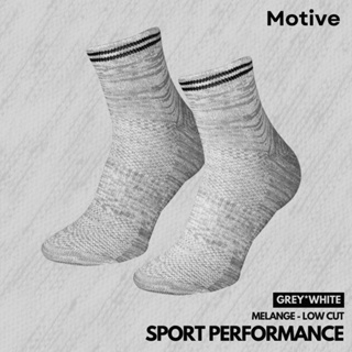 MOTIVE SOCK SPORT PERFORMANCE MELANGE WHITE/GRAY LOW CUT  - ถุงเท้าสำหรับออกกำลังกาย