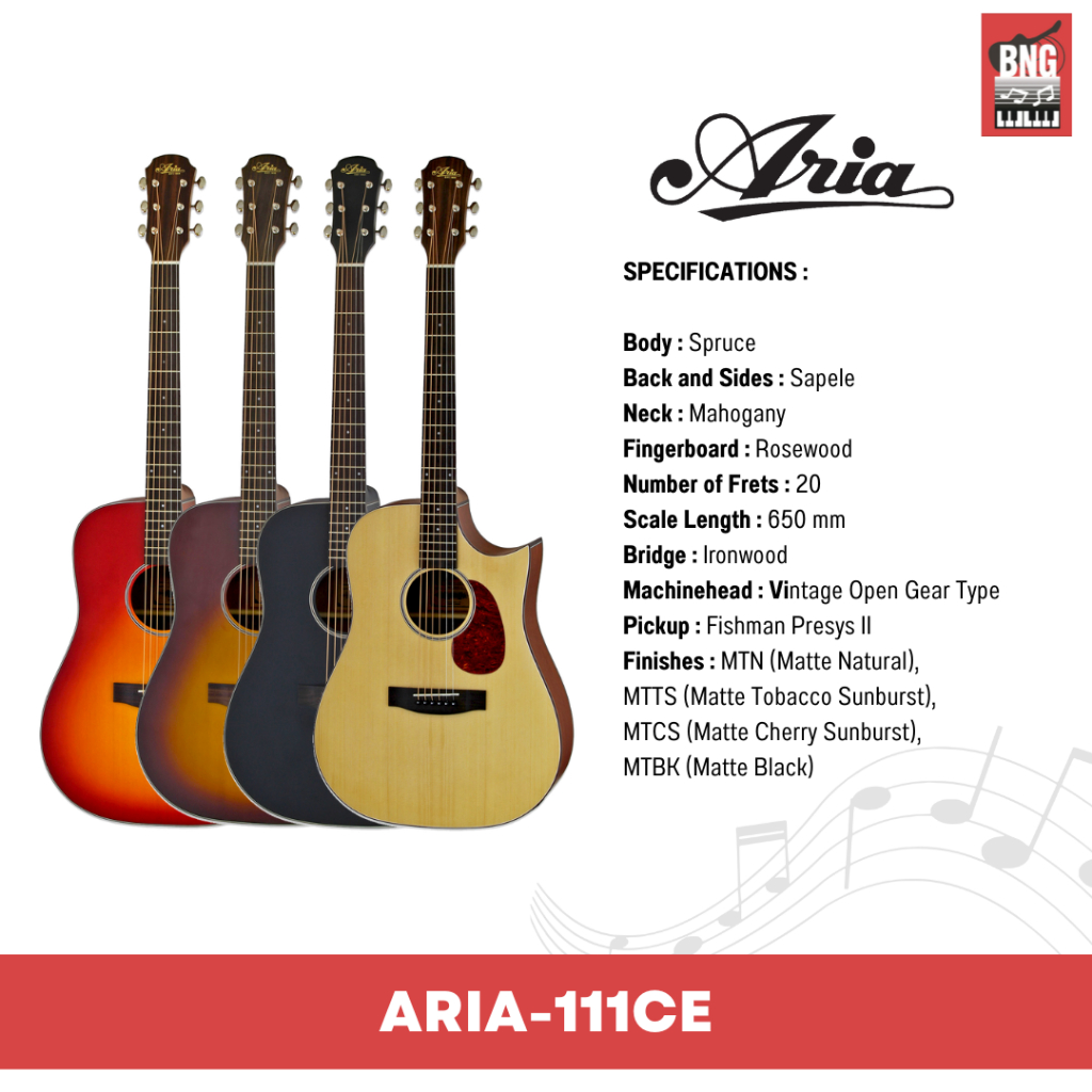 aria-111ce-กีตาร์โปร่งไฟฟ้า-สเป๊กเลิศมาก-ๆ