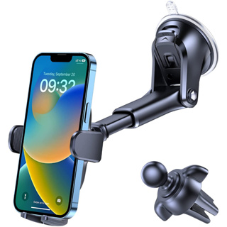 OQTIQ Easy One Pull-Push Telescopic Arm Dashboard &amp; Windshield &amp; Vent Universal Suction Cup Car Phone Holder