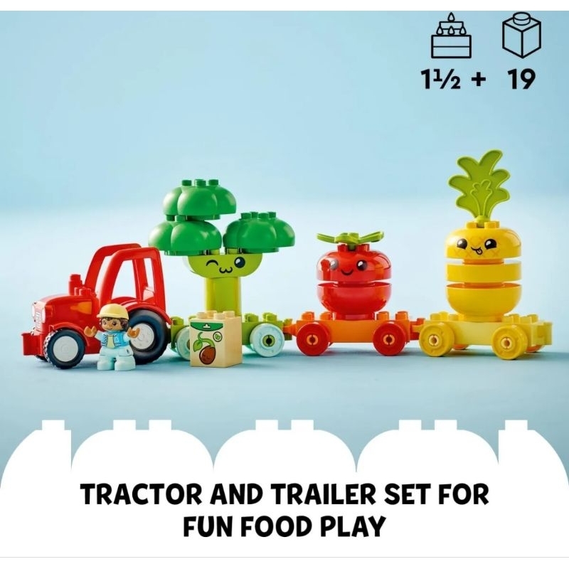 พร้อมส่งlego-duplo-my-first-10982-fruit-and-vegetable-tractor-building-toy-set-19pieces-ของเล่นบล๊อคตัวต่อเลโก้ผักผลไม้