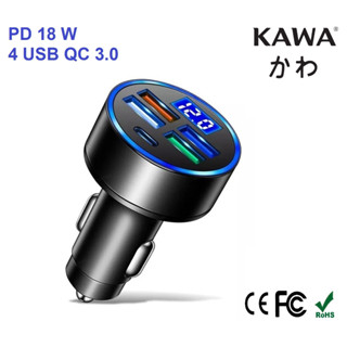 ที่ชาร์จแบตในรถ 4 พอร์ท USB + PD 18 W QC 3.0 ชาร์จในรถ หัวชาร์จแบตในรถ หัวชาร์จในรถ