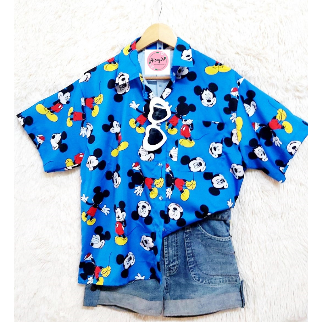 เสื้อเชิ้ต-ผ้าไหมอิตาลี่-ลาย-mickey-mouse-น่ารักมาก-ๆ-ฟรีไซ้ส์